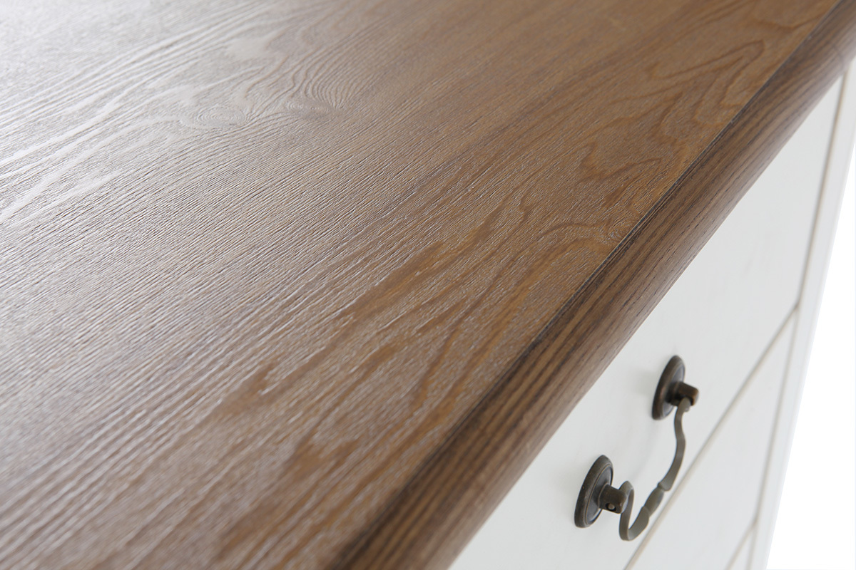 Commode baroque bois blanc cass� 5 tiroirs GUSTAVE