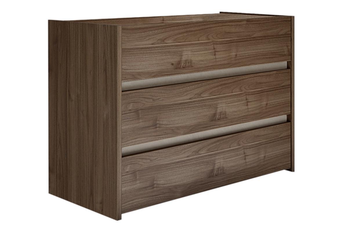 Commode design bois foncé 3 tiroirs L111 cm ODE