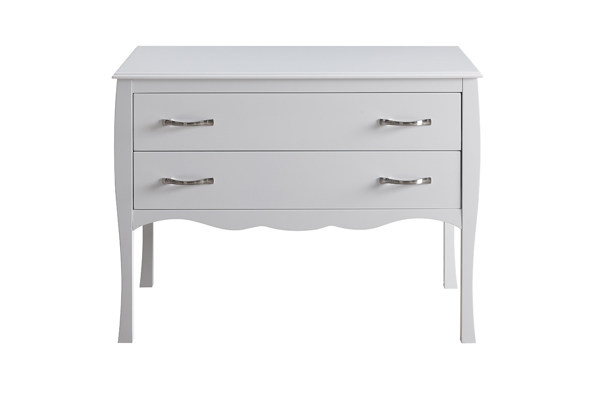 Commode design laqu�e blanc 2 tiroirs MARGOT