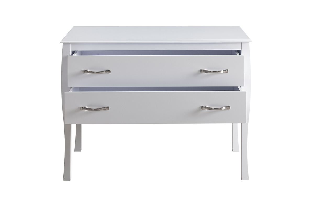 Commode design laqu�e blanc 2 tiroirs MARGOT