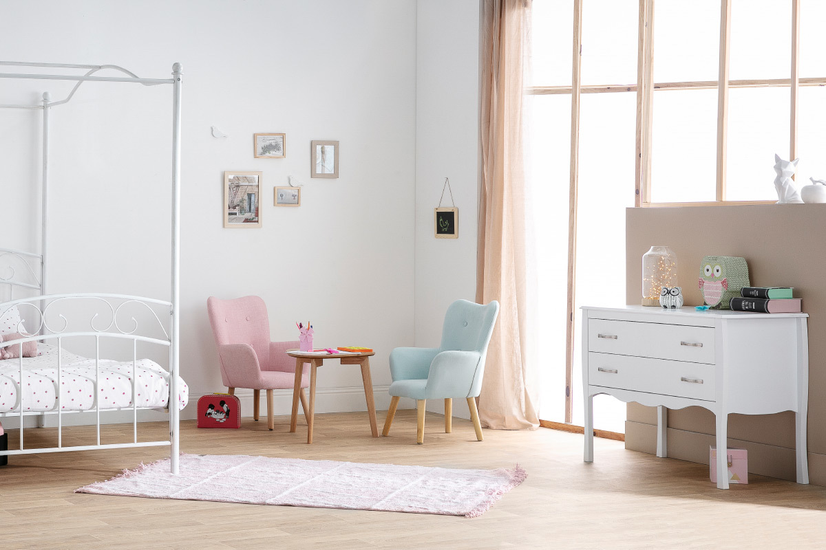 Commode design laqu�e blanc 2 tiroirs MARGOT