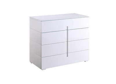 Commode design laqu&eacute;e blanc 4 tiroirs TED