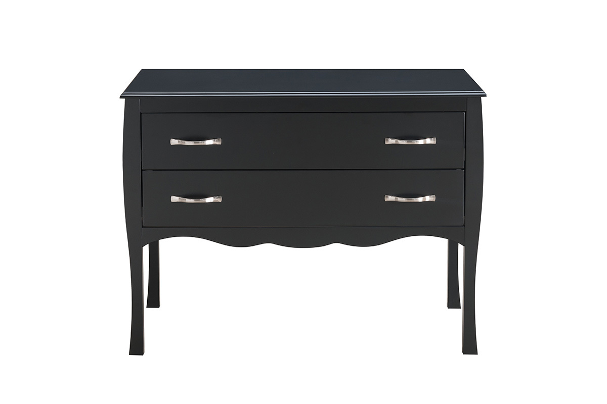 Commode design laqu�e noir 2 tiroirs MARGOT