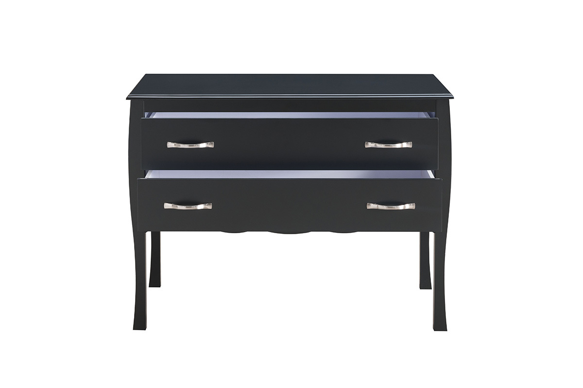 Commode design laqu�e noir 2 tiroirs MARGOT