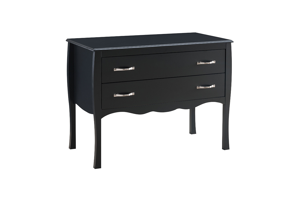 Commode design laqu�e noir 2 tiroirs MARGOT
