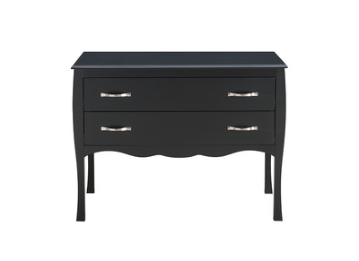 Commode design laqu&eacute;e noir 2 tiroirs MARGOT