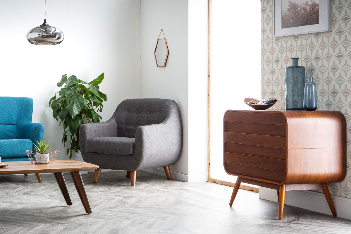 Commode design noyer 3 tiroirs BJORG