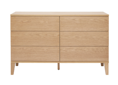 Commode en bois clair chêne 6 tiroirs L120 cm FREDDY