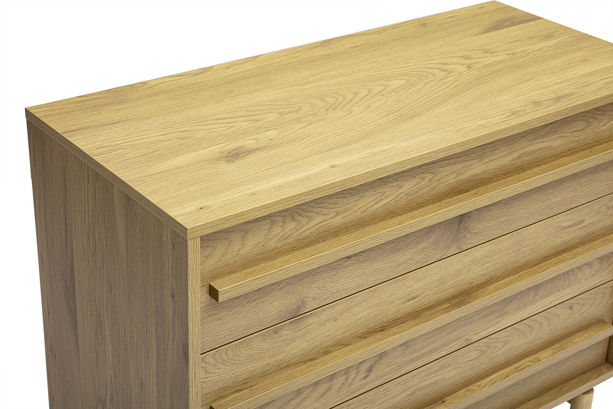 Commode finition bois ch�ne 3 tiroirs L90 cm YSEULT