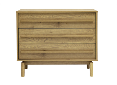 Commode finition bois ch&ecirc;ne 3 tiroirs L90 cm YSEULT