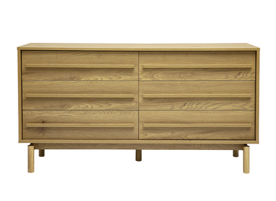 Commode finition bois ch&ecirc;ne 6 tiroirs L140 cm YSEULT