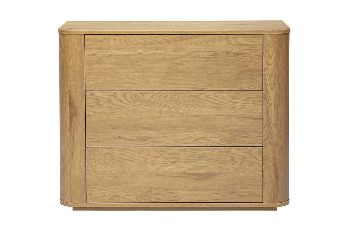 Commode finition bois clair ch�ne 3 tiroirs L100 cm NEGAN