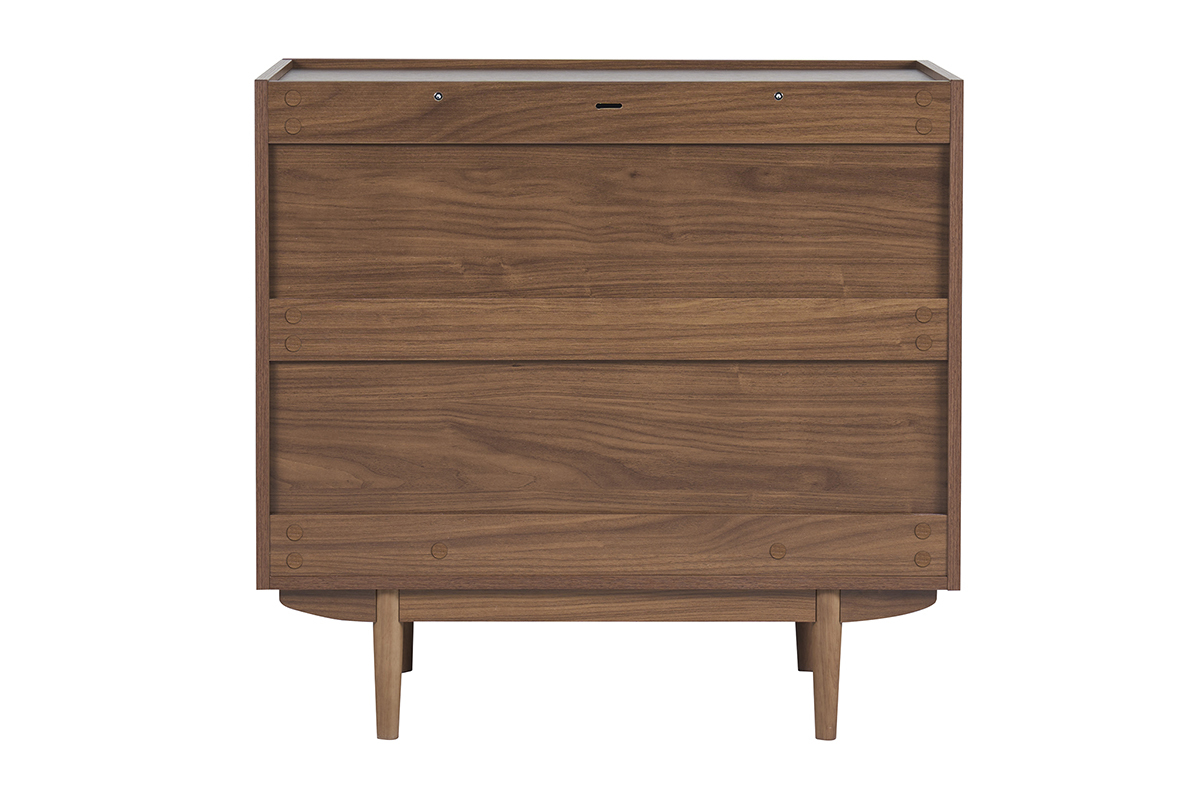 Commode finition bois fonc� noyer 3 tiroirs L80 cm SANAA
