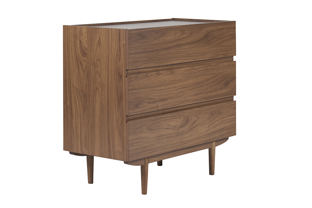 Commode finition bois fonc� noyer 3 tiroirs L80 cm SANAA