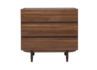 Commode finition bois foncé noyer 3 tiroirs L80 cm SANAA