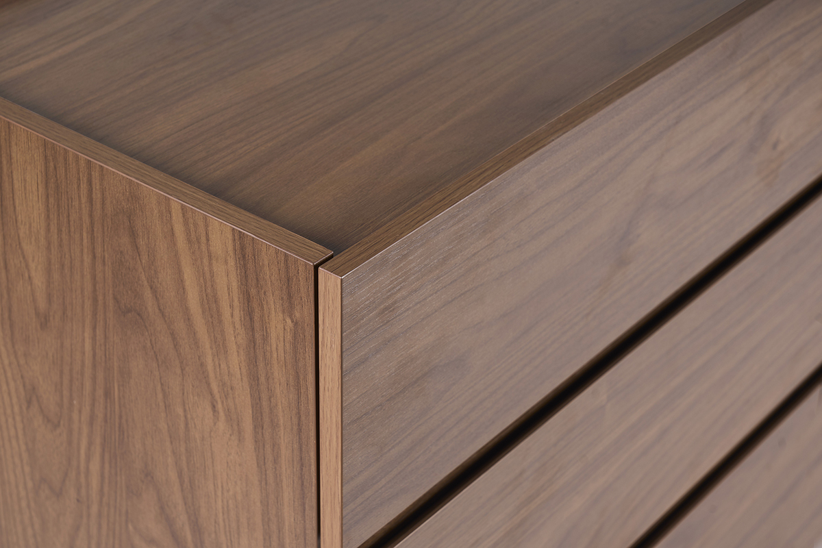 Commode finition bois fonc� noyer 6 tiroirs L120 cm SANAA