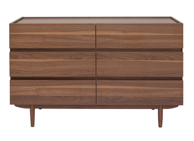 Commode finition bois foncé noyer 6 tiroirs L120 cm SANAA