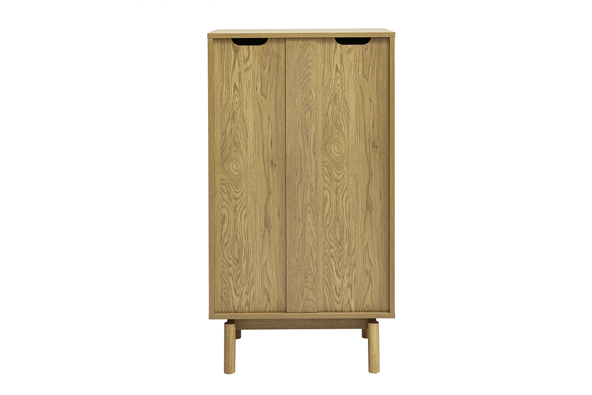 Commode haute finition bois ch�ne 5 tiroirs L60 cm YSEULT