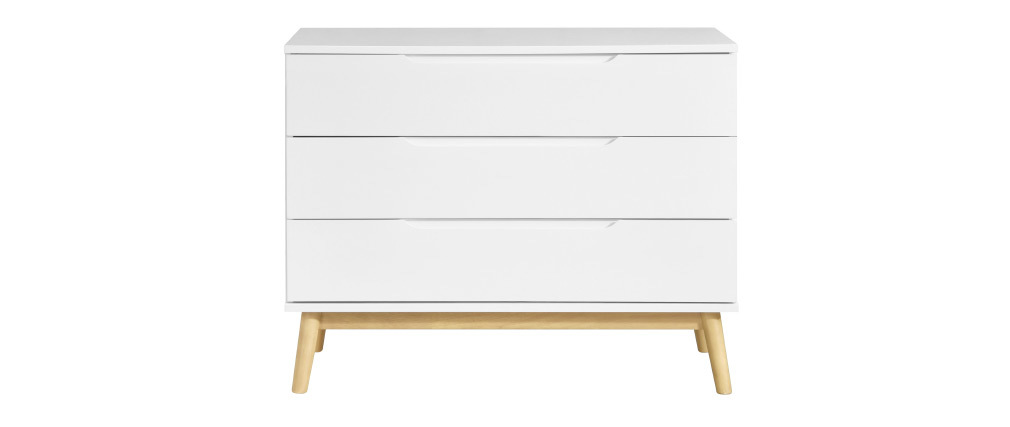 Commode scandinave blanc et bois 3 tiroirs FELIX