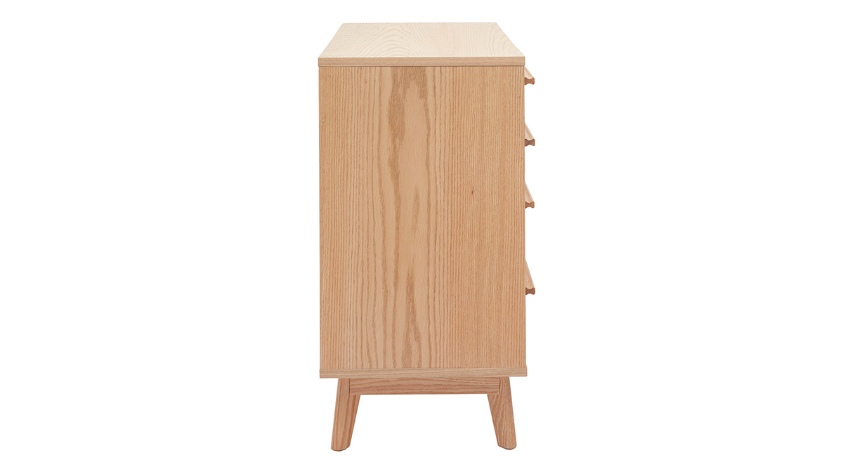 Commode scandinave blanc mat et bois 4 tiroirs L90 cm HELIA