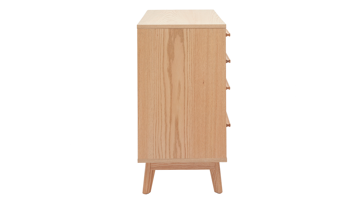 Commode scandinave blanc mat et bois 4 tiroirs L90 cm HELIA