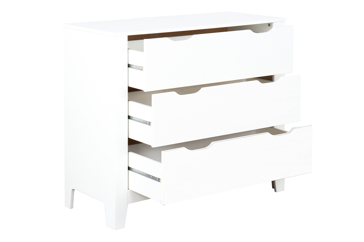 Commode scandinave blanche 3 tiroirs L95 cm MOLENE