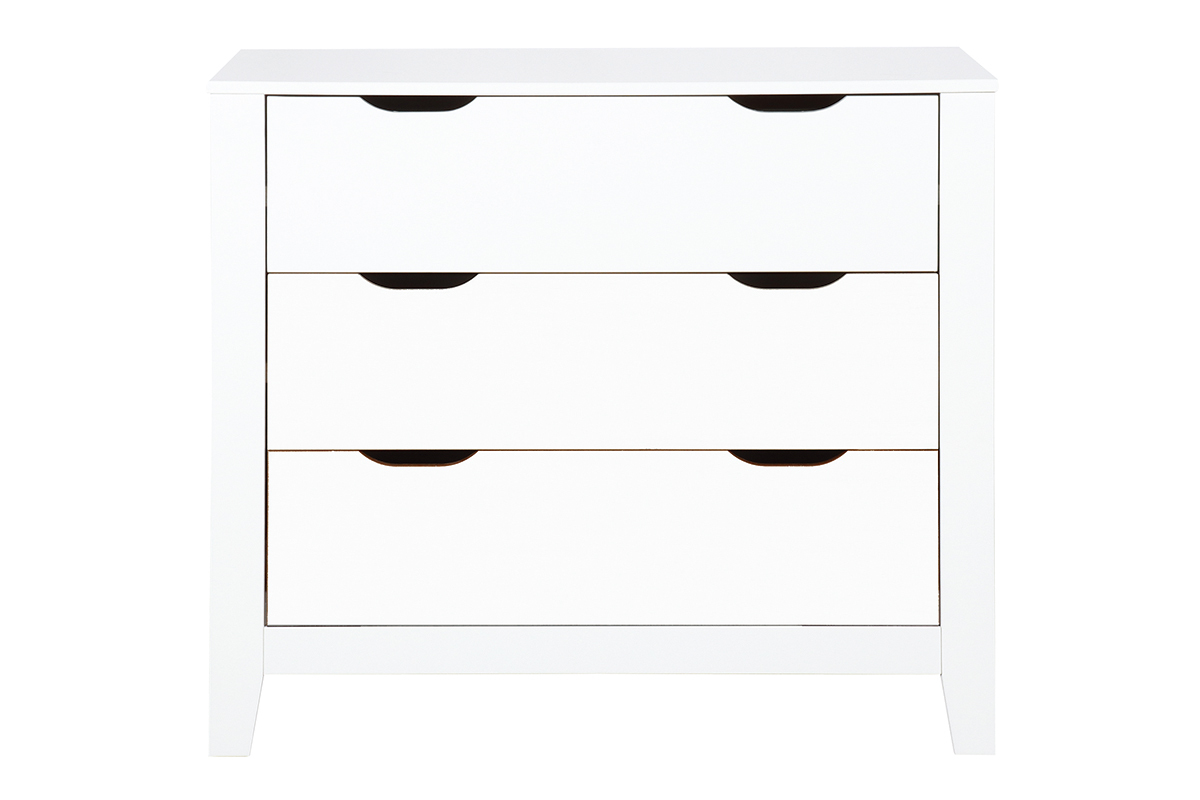 Commode scandinave blanche 3 tiroirs L95 cm MOLENE