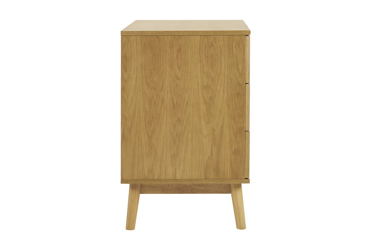 Commode scandinave bois clair chne 3 tiroirs L90 cm FELIX