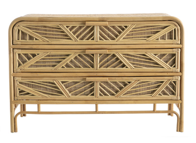 Commode vintage en rotin 3 tiroirs L120 cm GALON