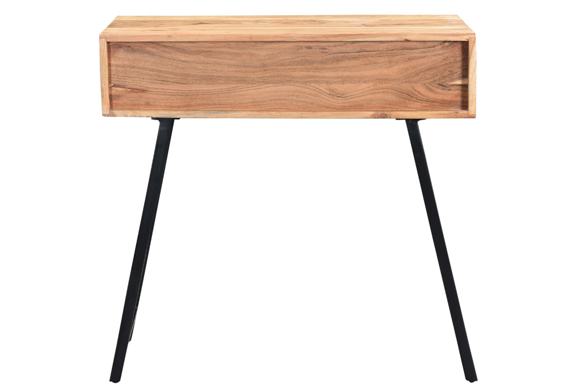Console 2 tiroirs en acacia massif et m�tal noir L81 cm EDITION