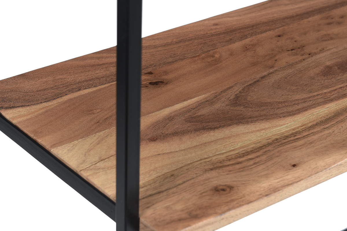 Console avec �tag�re en bois massif et m�tal noir L120 cm LOCK