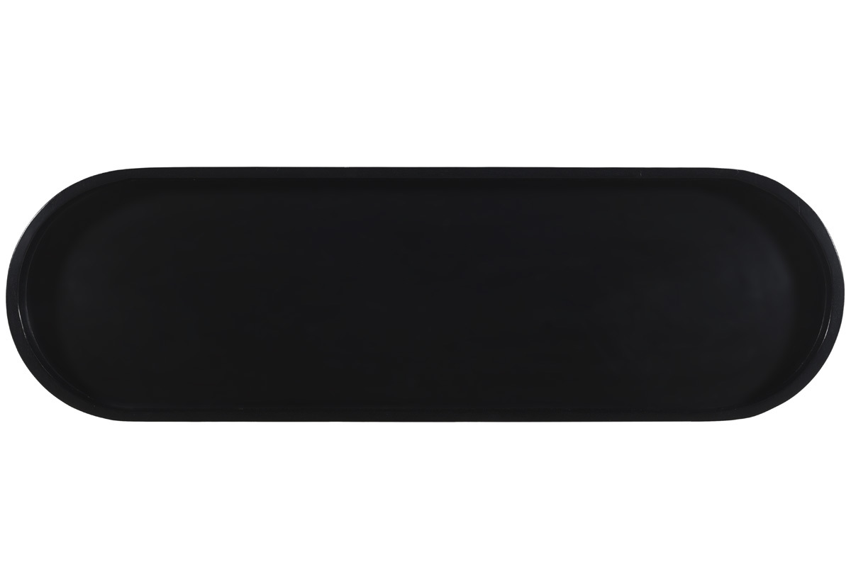 Console avec plateau ovale en bois noir et cannage de rotin L115 cm MACAO