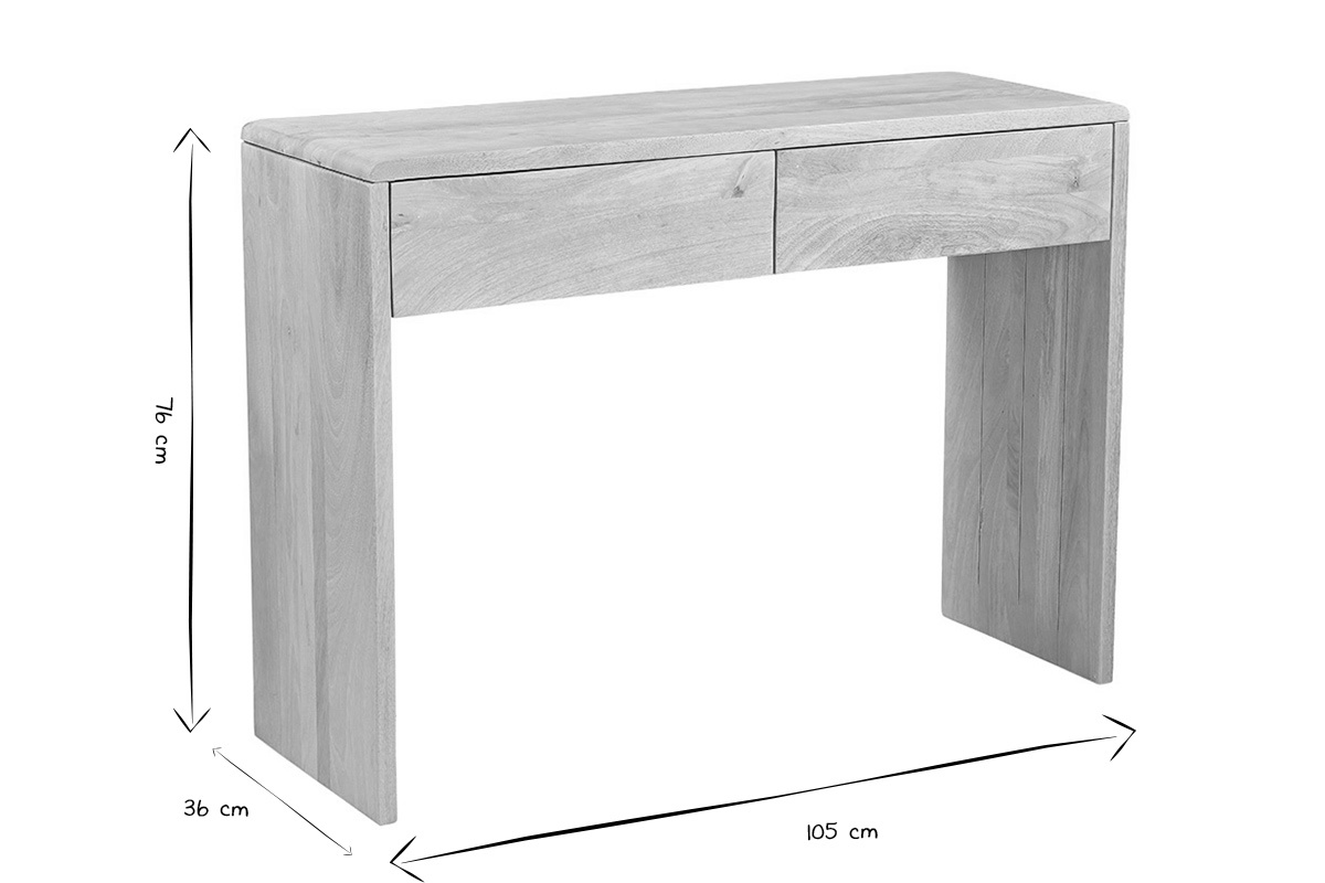 Console avec rangements en bois clair manguier massif L105 cm LATIKA