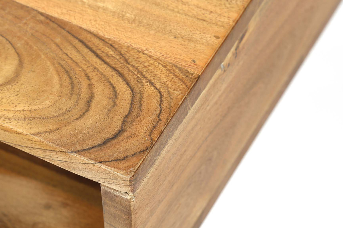 Console avec rangements en bois d'acacia et m�tal noir ALVIN