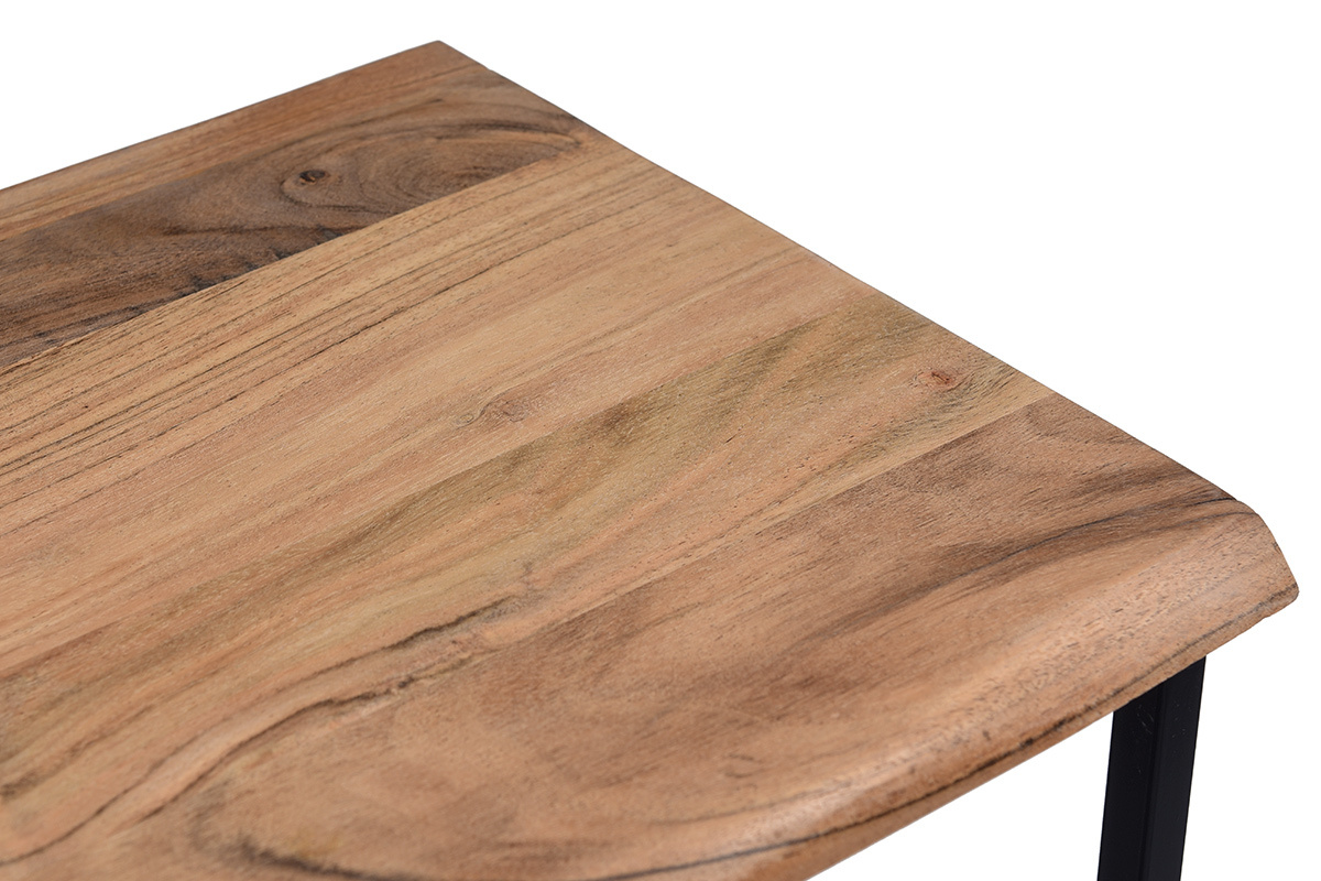 Console avec sellette en acacia massif et mtal noir LOCK