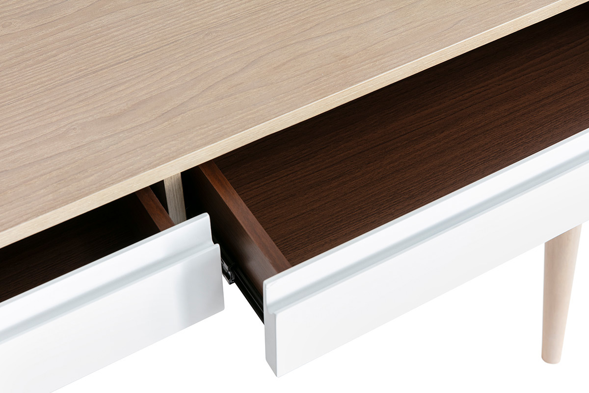 Console-bureau scandinave fr�ne clair et blanc GOTLAND