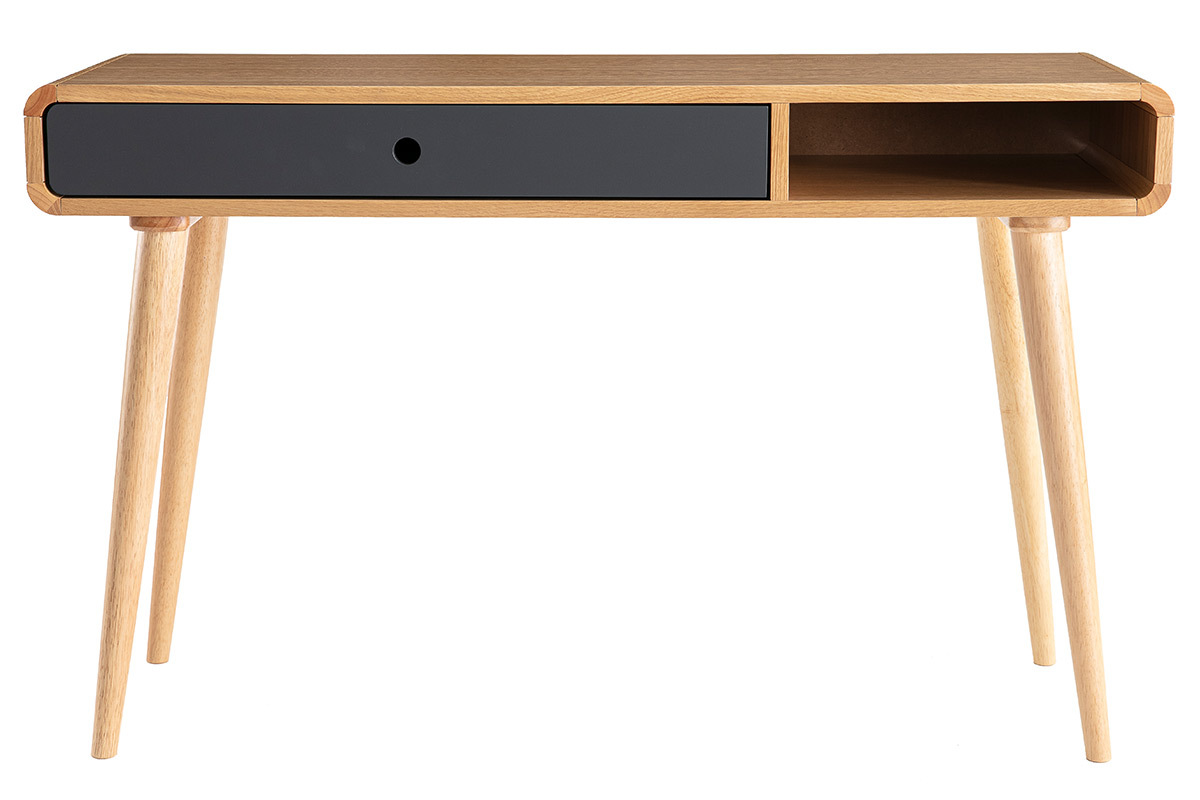 Console-bureau scandinave gris et bois chne 1 tiroir L120 cm COPENHAGUE
