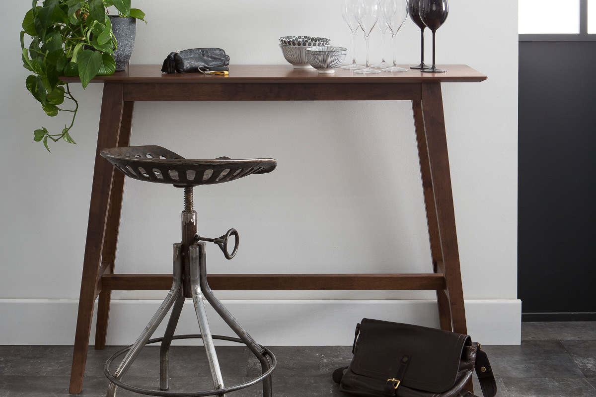 Console design bois fonc noyer L120 cm RUSSELL