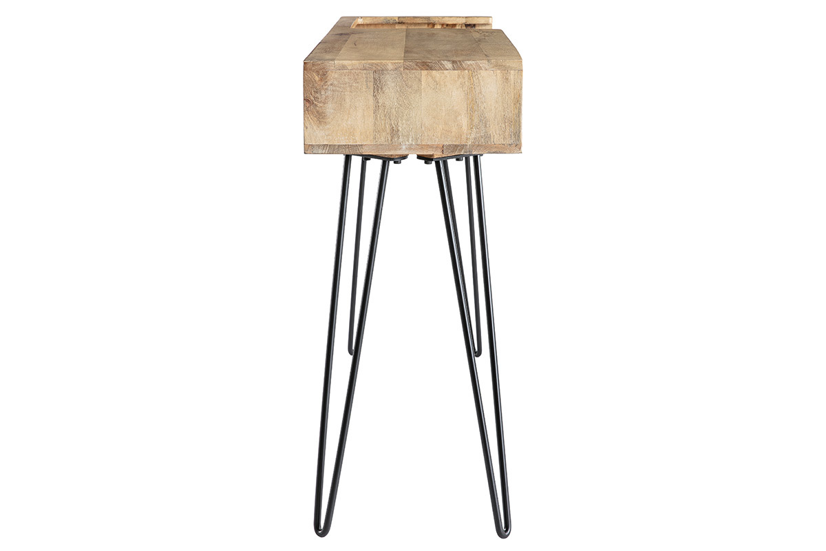 Console design en manguier massif et m�tal noir L110 cm VIBES
