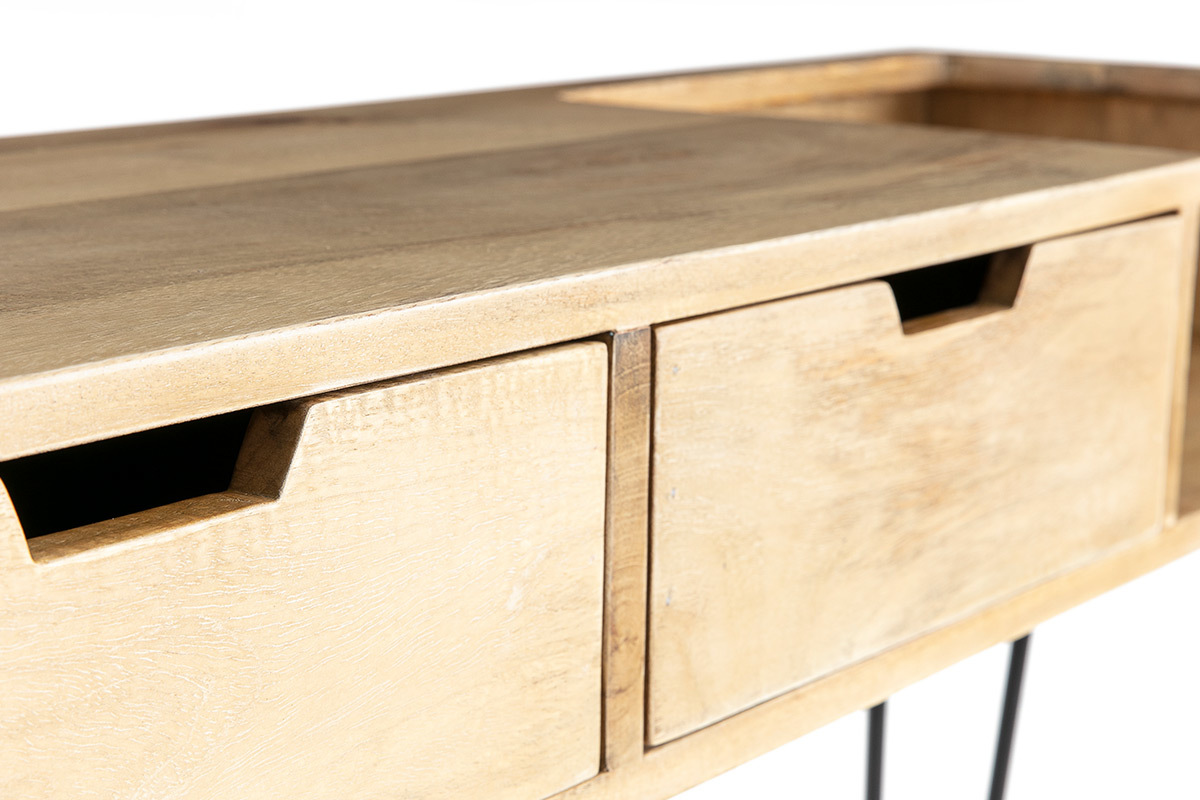 Console design en manguier massif et m�tal noir L110 cm VIBES