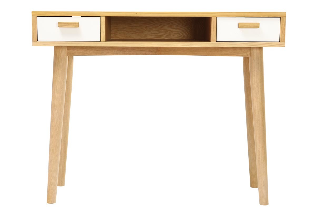 Console design scandinave blanche et ch�ne HELIA