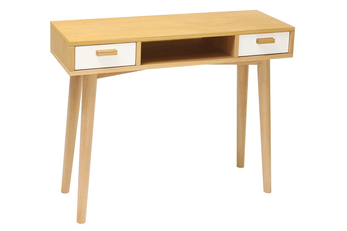 Console design scandinave blanche et ch�ne HELIA