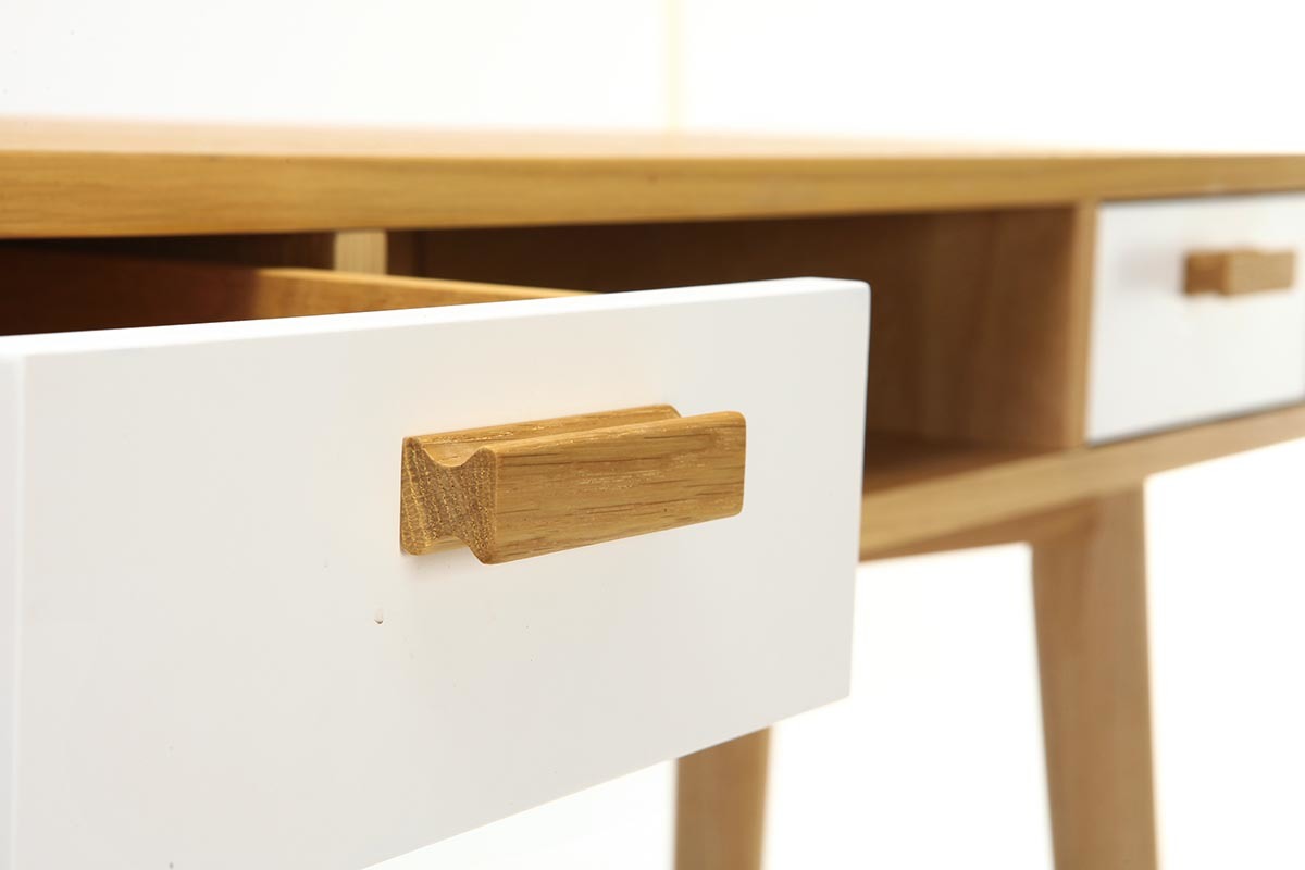 Console design scandinave blanche et ch�ne HELIA