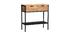 Console en acacia et m&eacute;tal noir 2 tiroirs ARTHUS
