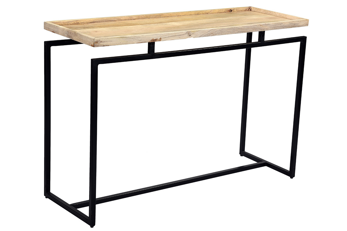 Console en bois manguier massif et mtal noir L110 cm FRAME