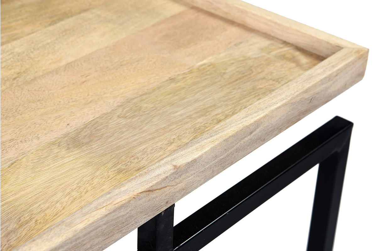 Console en bois manguier massif et mtal noir L110 cm FRAME