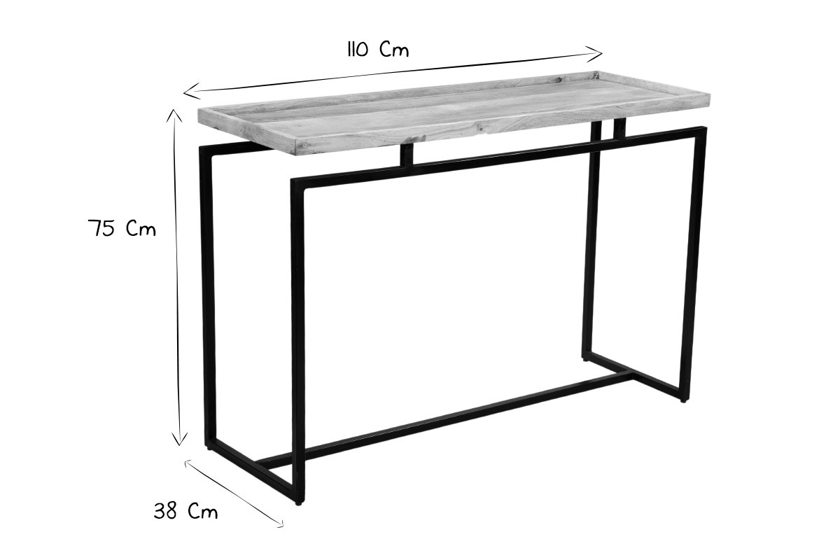 Console en bois manguier massif et mtal noir L110 cm FRAME