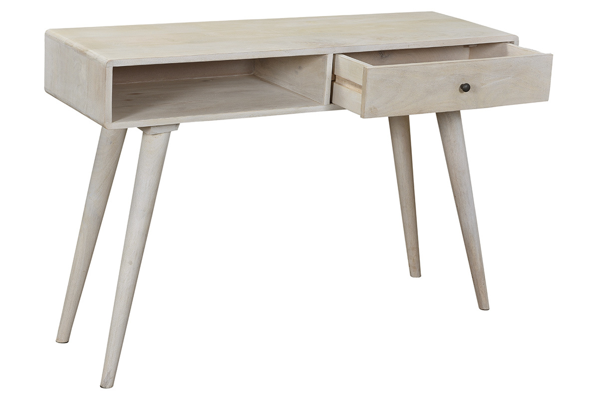 Console en manguier massif avec rangements L110 cm MYO