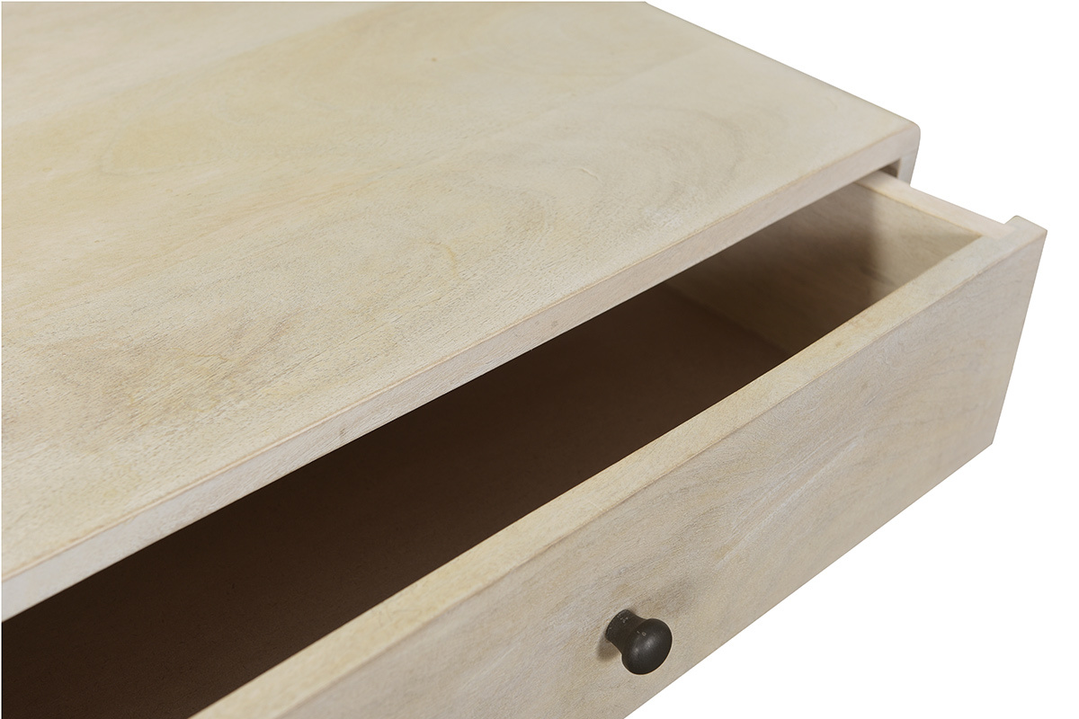 Console en manguier massif avec rangements L110 cm MYO