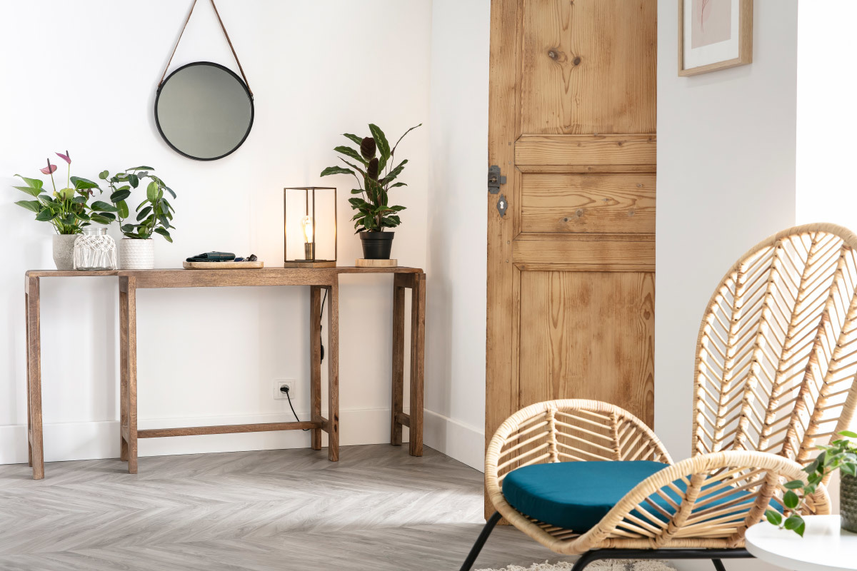 Console extensible en manguier massif SHUTTERS